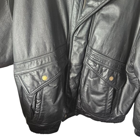 Urban Equipment Vintage Black Leather Jacket With Stand-Up Collar full zipper & - Picture 3 of 13